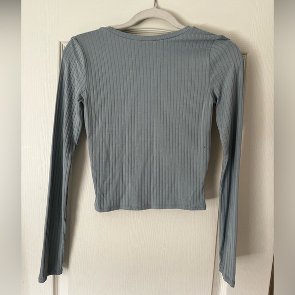 Garage basic rusty blue stretch long sleeve t-shirt - Picture 2 of 5